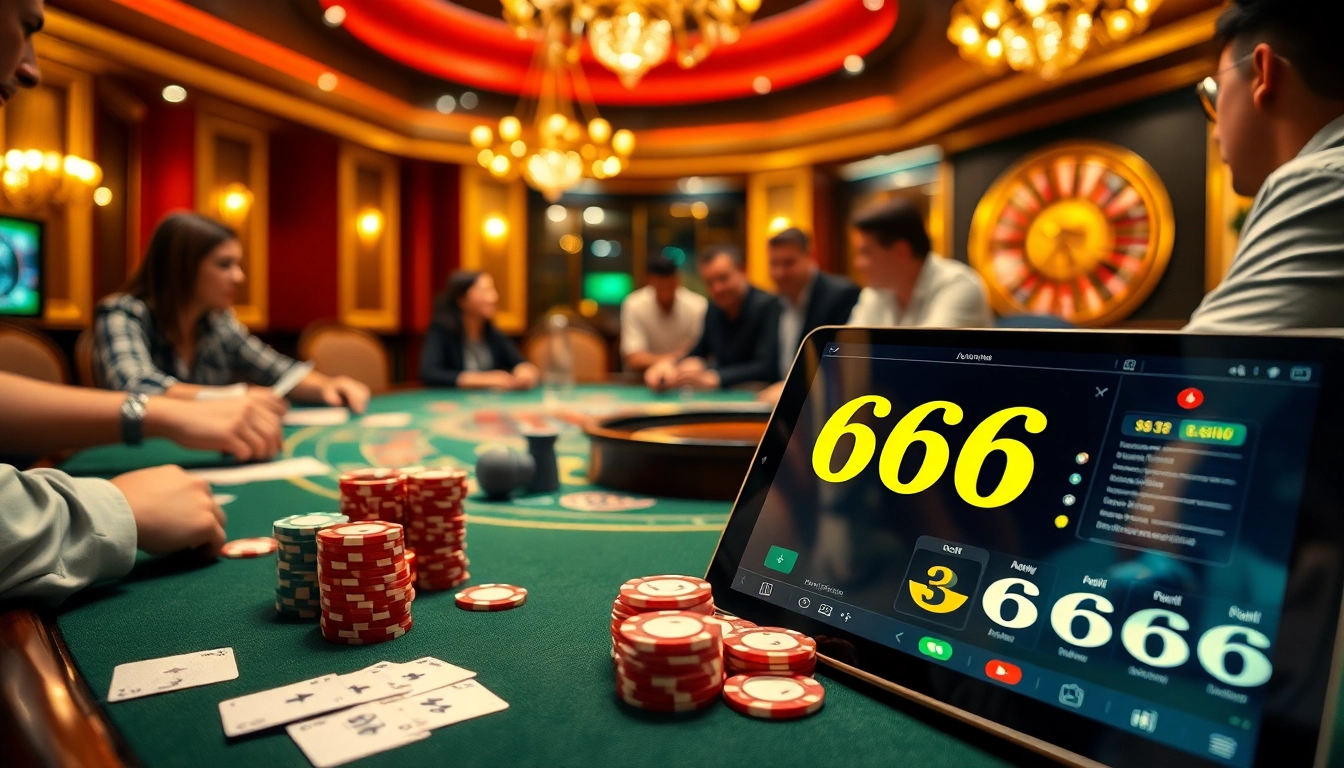 Experience the thrilling s666 casino excitement with players at a blackjack table, vibrant chips, and cards.