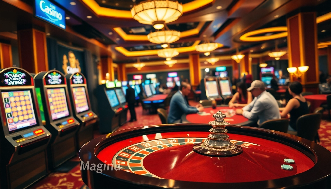 Exciting casino atmosphere at https://new88.cz/, featuring dynamic slot machines and roulette games.